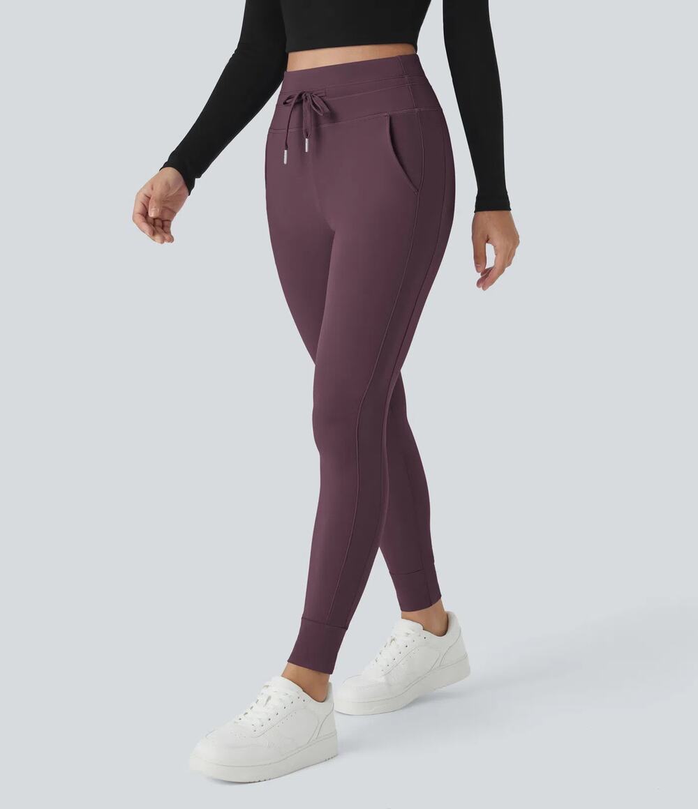 Halara Softlyzero HighWaisted Drawstring Full Length Joggers Dusky Purple XS P